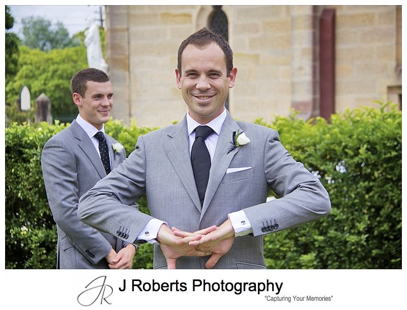 Groom all smilies ready for wedding - wedding photography sydney